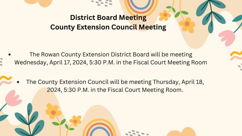 District Board and County Extension Council meetings